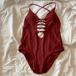 BCA by Rebecca Virtue One Piece Maroon Swimsuit